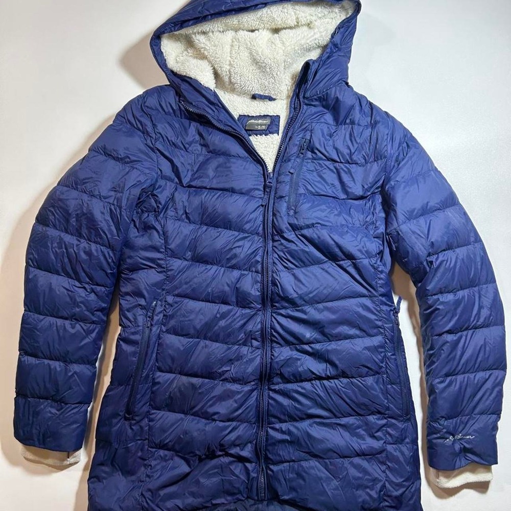 Eddie Bauer Sherpa Lined Puffer Jacket Kids XL 16 Navy Blue